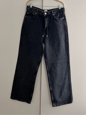 Ganni Black Relaxed Jeans with Drawstring Waist